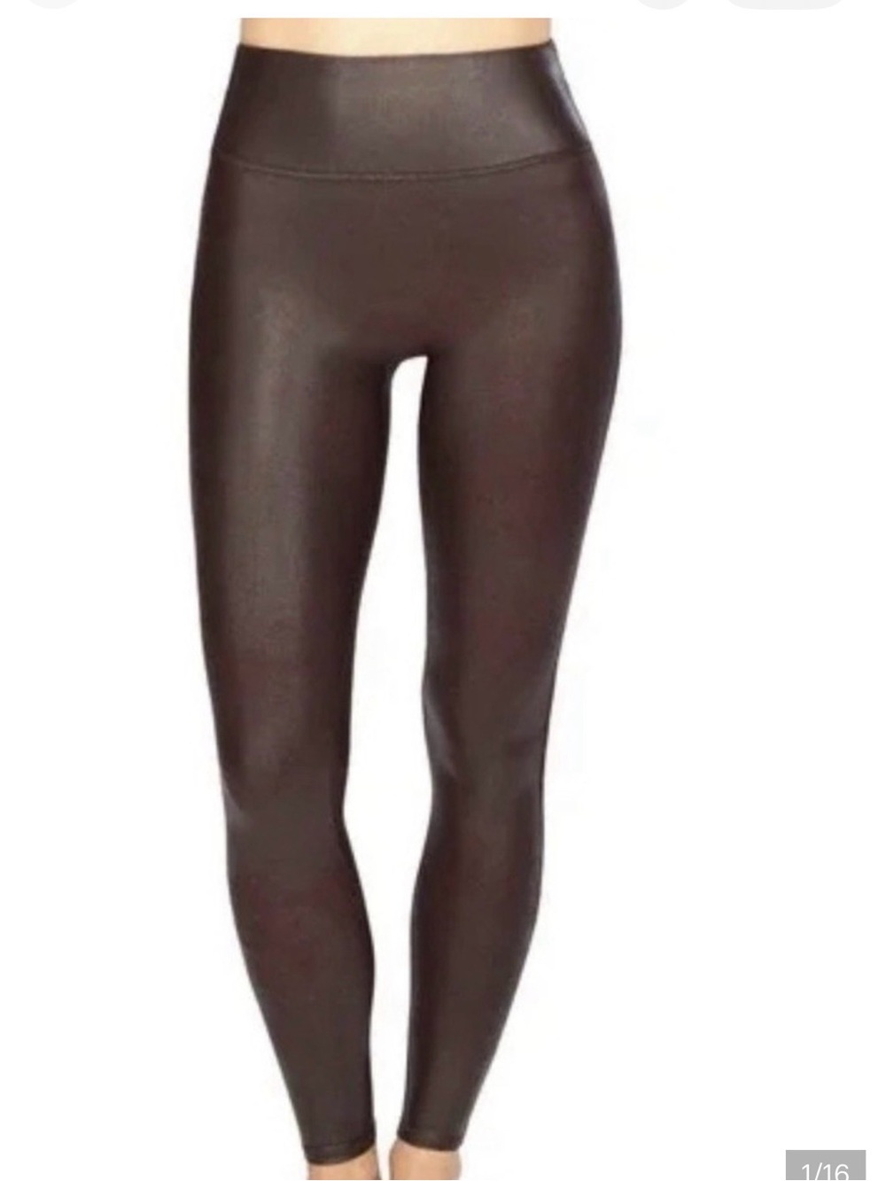SPANX Faux Leather Leggings in Dark Brown
